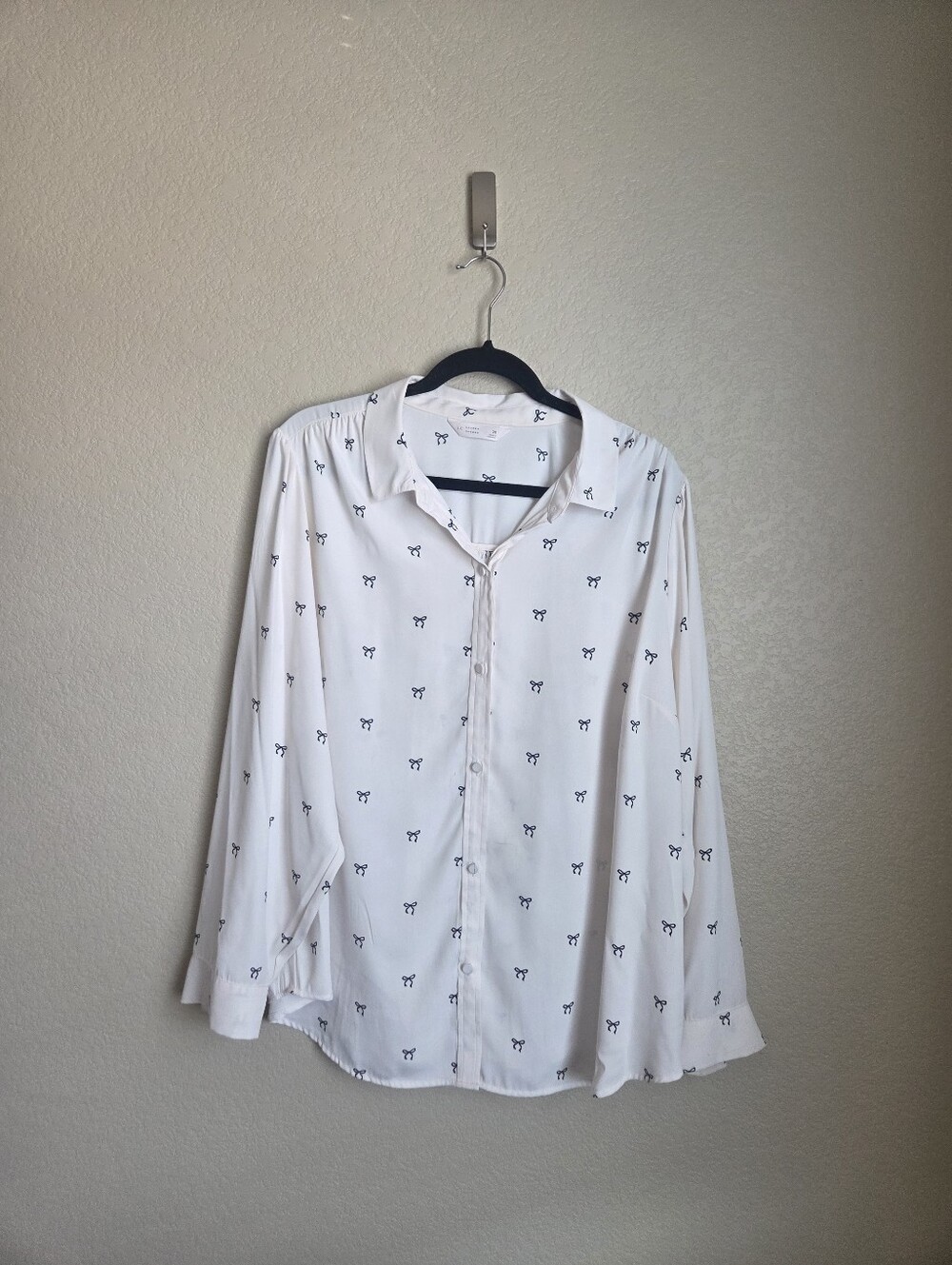 LC Lauren Conrad Bow Print Button Front Blouse Size 2x